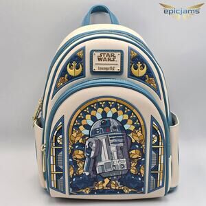 Loungefly Star Wars R2-D2 Stained Glass Portrait Mini Backpack New